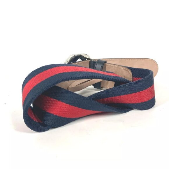 GUCCI GG interlocking G Belt Accessories belt Leather/Canvas Navy/Red - Picture 2 of 12